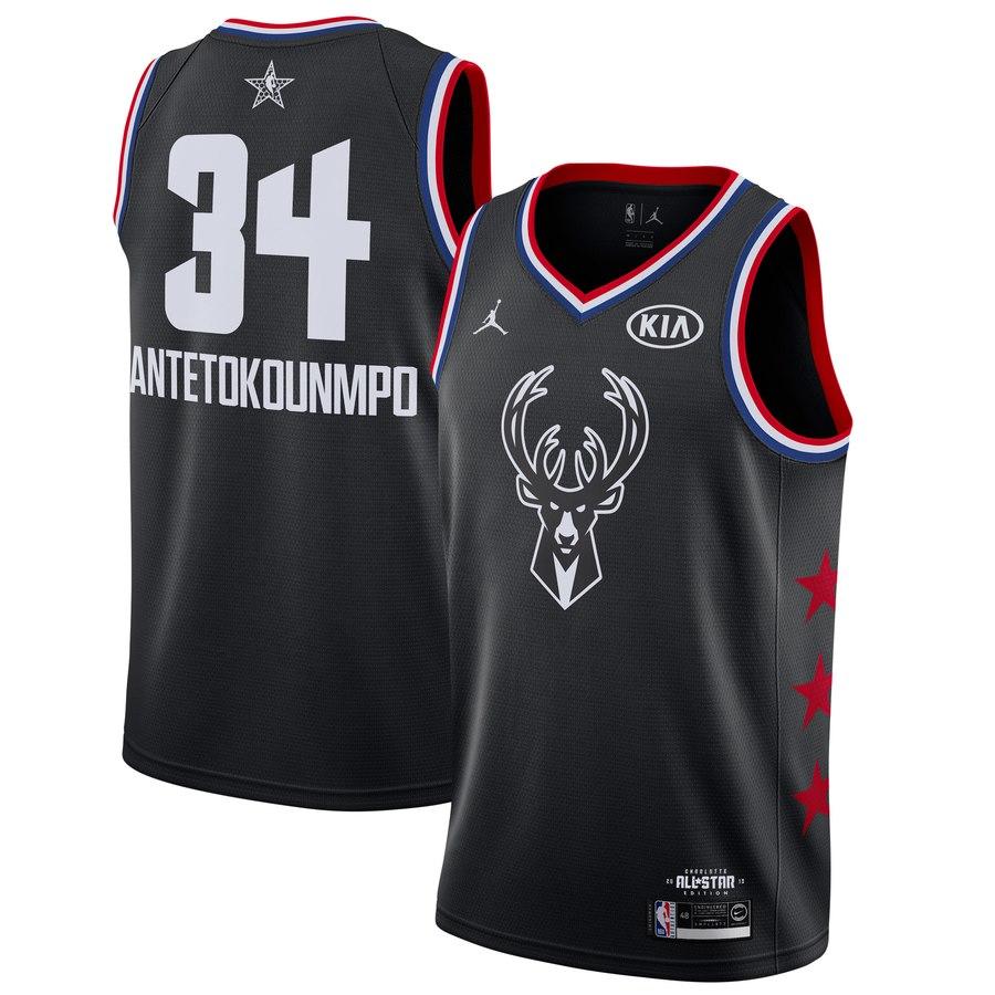 Баскетбольная джерси 2019 NBA All-Star Bucks Giannis Antetokounmpo #34 Black Swingman Jersey