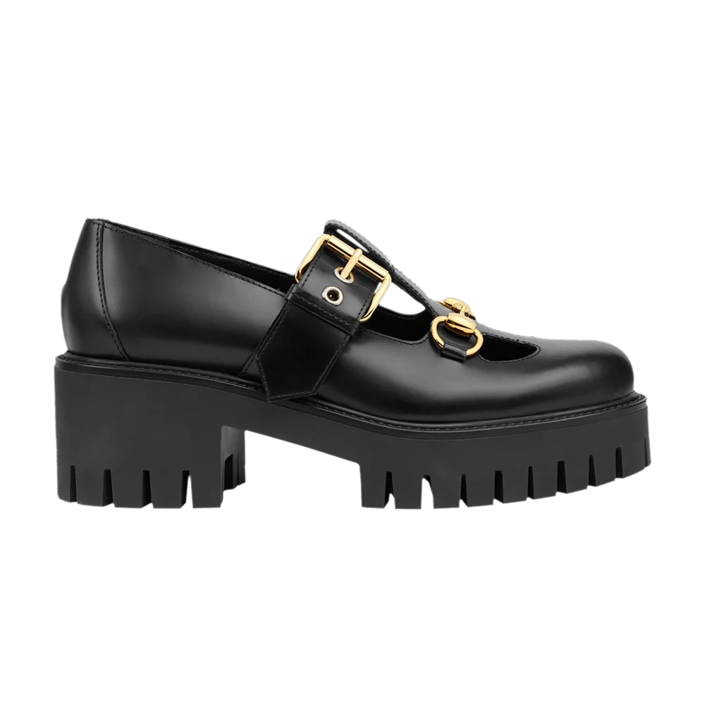 Кроссовки Gucci Wmns Lug Horsebit 30mm Platform Loafer 'Black'