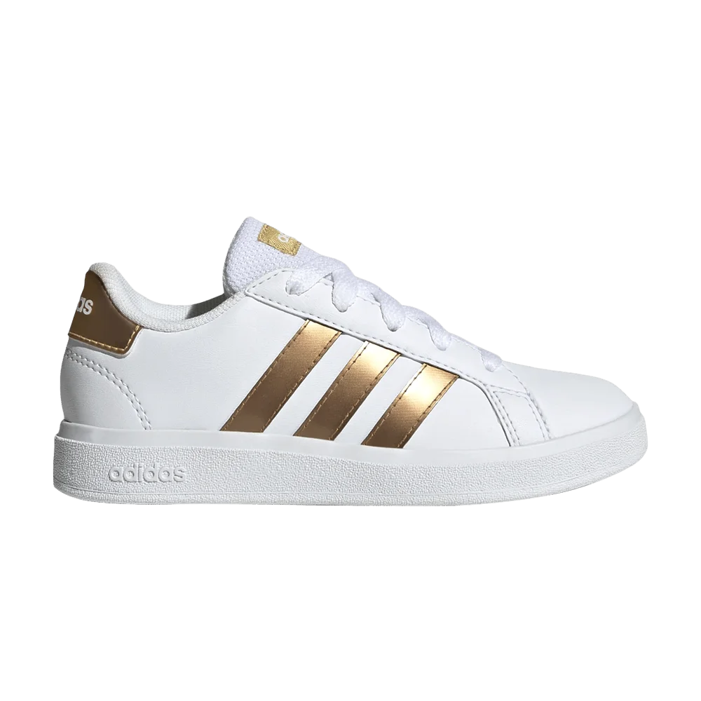 Krossovki-Adidas-Grand-Court-J-White-Matte-Gold