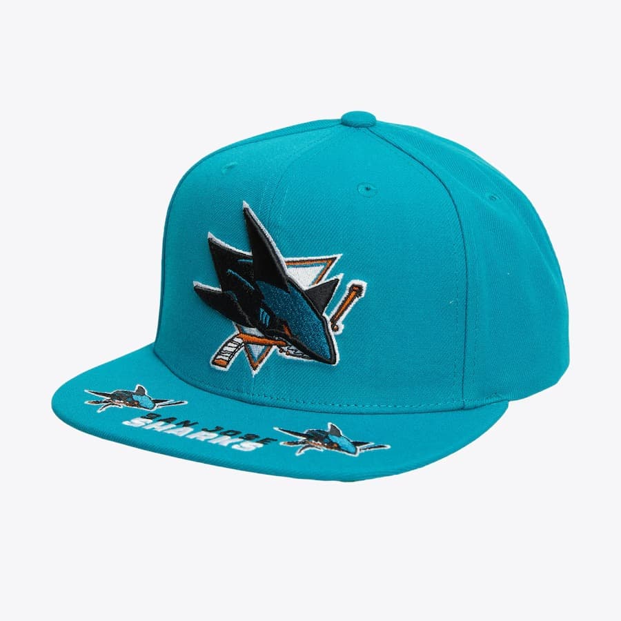 Бейсболка Mitchell & Ness Teal San Jose Sharks Vintage Hat Trick Snapback Hat