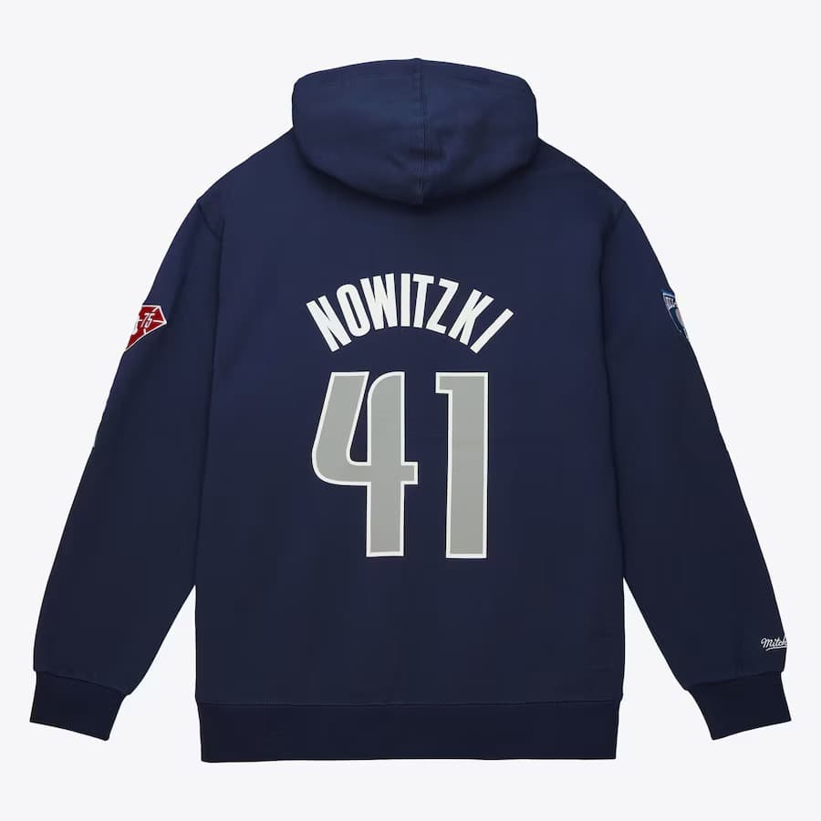 Худи Mitchell & Ness Dirk Nowitzki Navy Dallas Mavericks 2023 Naismith Basketball Hall Of Fame Name & Number Pullover Hoodie