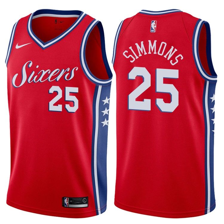 Баскетбольная джерси 2017-18 Ben Simmons Philadelphia 76ers #25 Statement Red