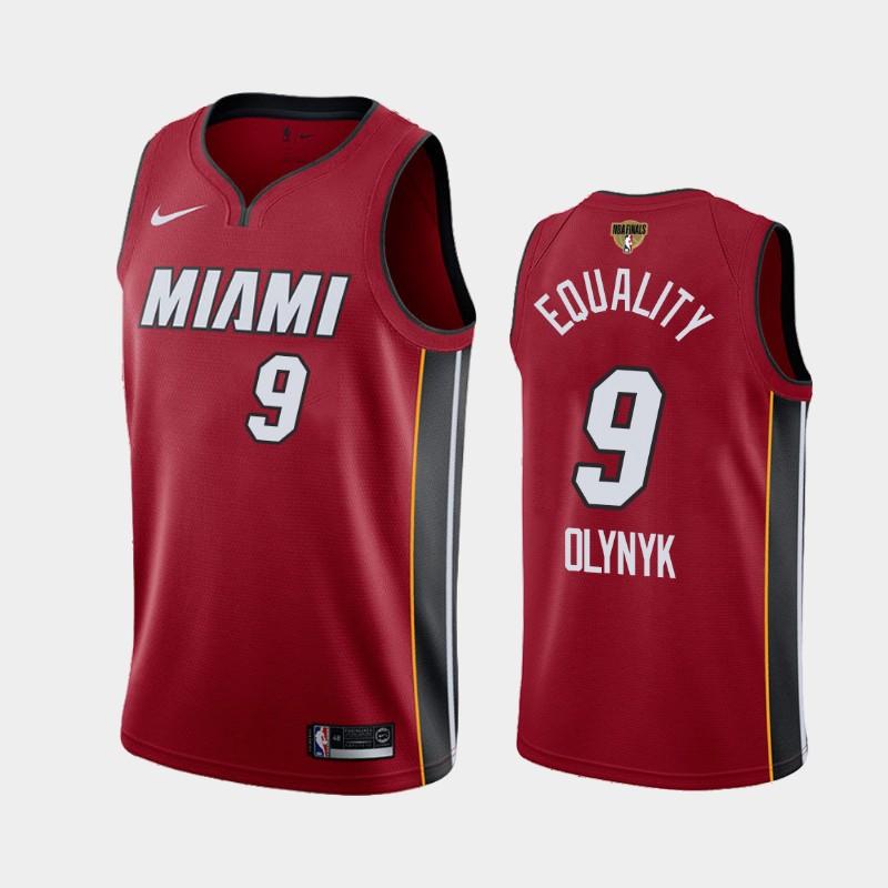 Баскетбольная джерси 2020 NBA Finals Bound Miami Heat Kelly Olynyk #9 Red Equality Statement
