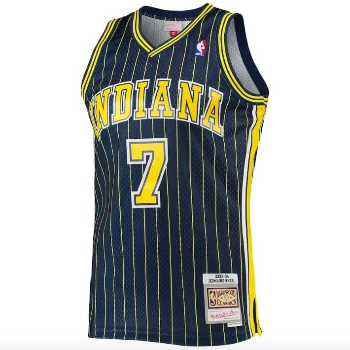 Баскетбольная джерси 2003-04 Indiana Pacers  #7 Jermaine O’Neal Mitchell & Ness Navy Jersey