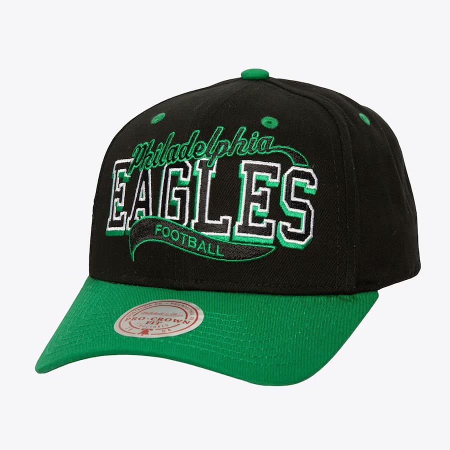 Бейсболка Mitchell & Ness Black Philadelphia Eagles Block Sweep Pro Adjustable Hat