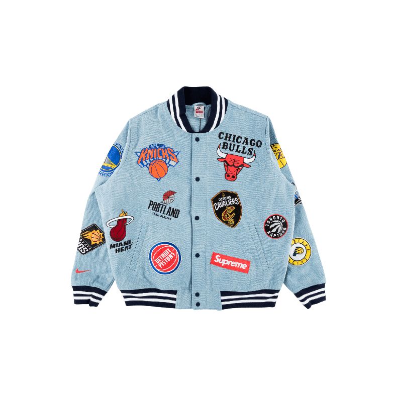 Бомбер Supreme x Nike x NBA Teams Warm Up Jacket Denim