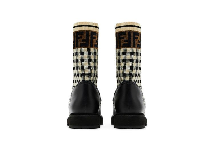 Fendi Wmns FF Rockoko Biker Boot 'Black Checkerboard'