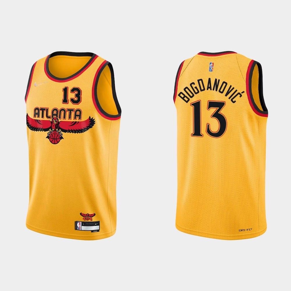 2021-22-Atlanta-Hawks-13-Bogdan-Bogdanovic-75th-Anniversary-Gold-Jersey