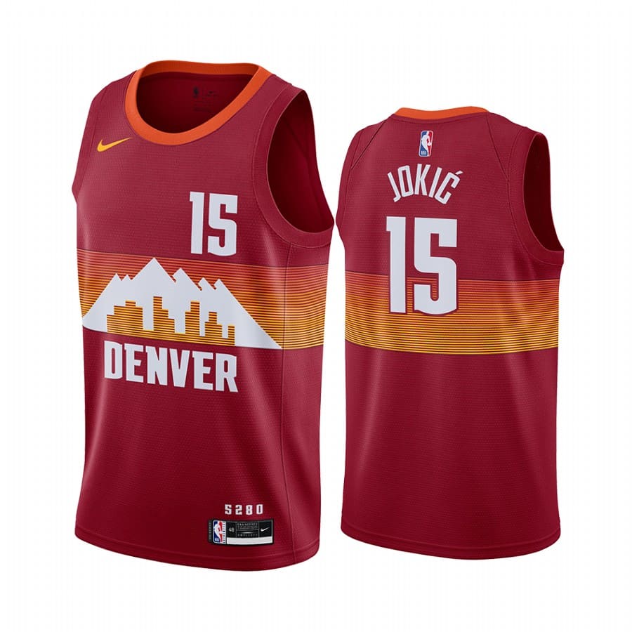 Баскетбольная джерси 2020-21 Denver Nuggets #15 Nikola Jokic City Edition Orange Swingman Jersey