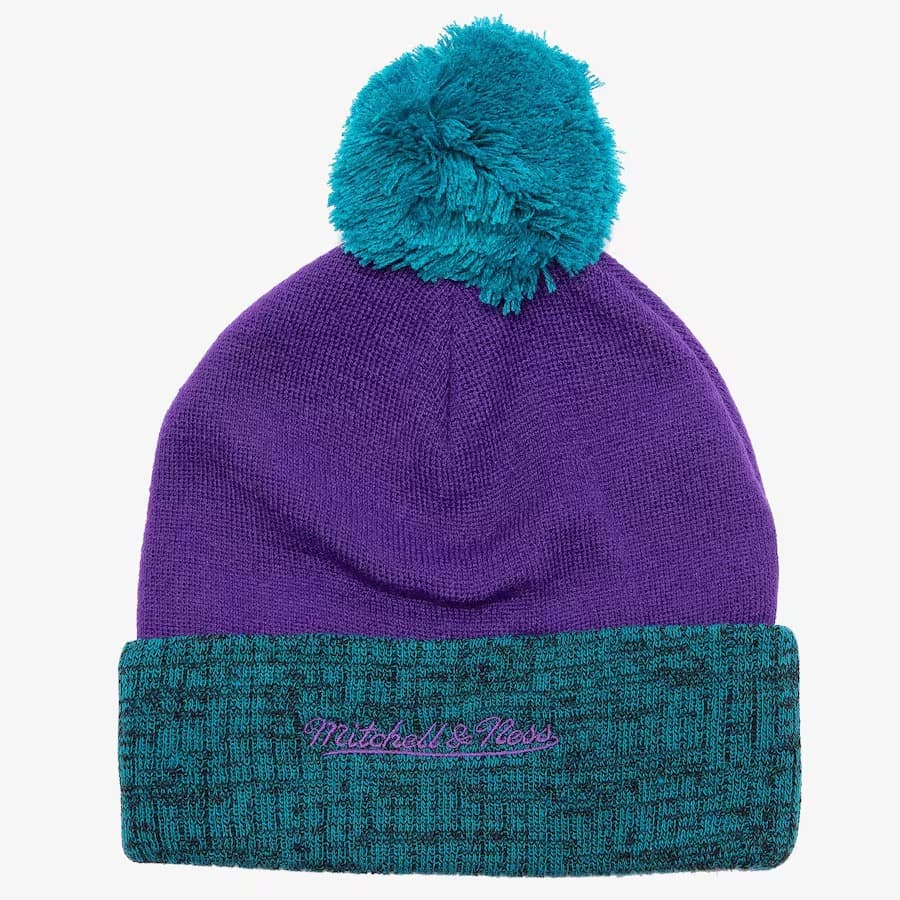 Mitchell-Ness-Purple-Teal-Charlotte-Hornets-Hardwood-Classics-Two-Tone-Cuffed-Knit-Hat-with-Pom-1