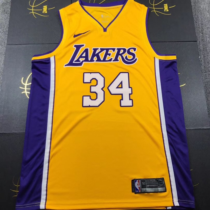 Баскетбольная джерси 2017-18 Shaquille O’Neal Los Angeles Lakers #34 Icon Gold
