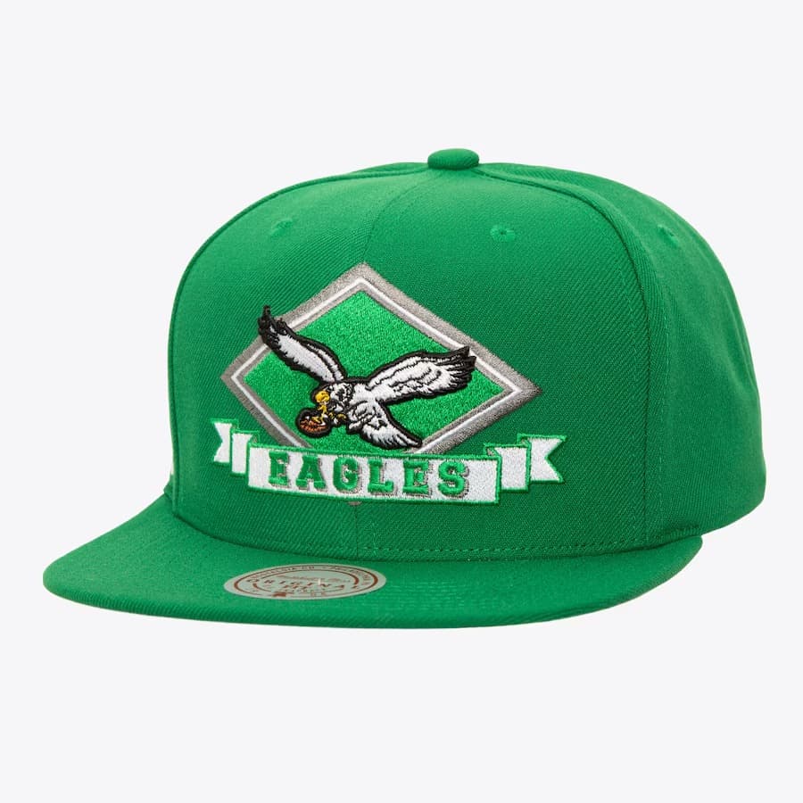 Бейсболка Mitchell & Ness Kelly Green Philadelphia Eagles Diamonds Up Snapback Hat