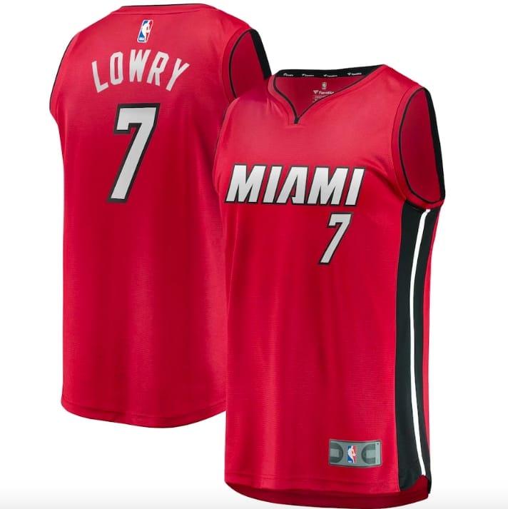 Баскетбольная джерси 2022-23 Miami Heat #7 Kyle Lowry Fast Break Statement Red Jersey