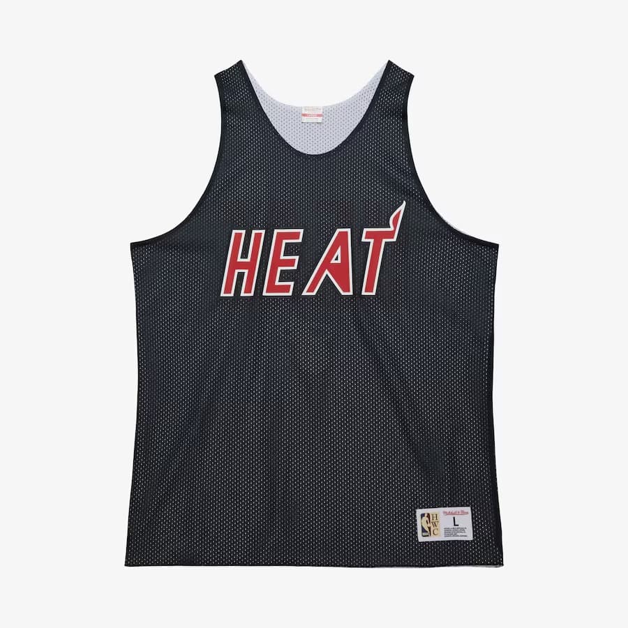 Майка Mitchell & Ness Black Miami Heat Vintage Logo Mesh Practice Tank Top