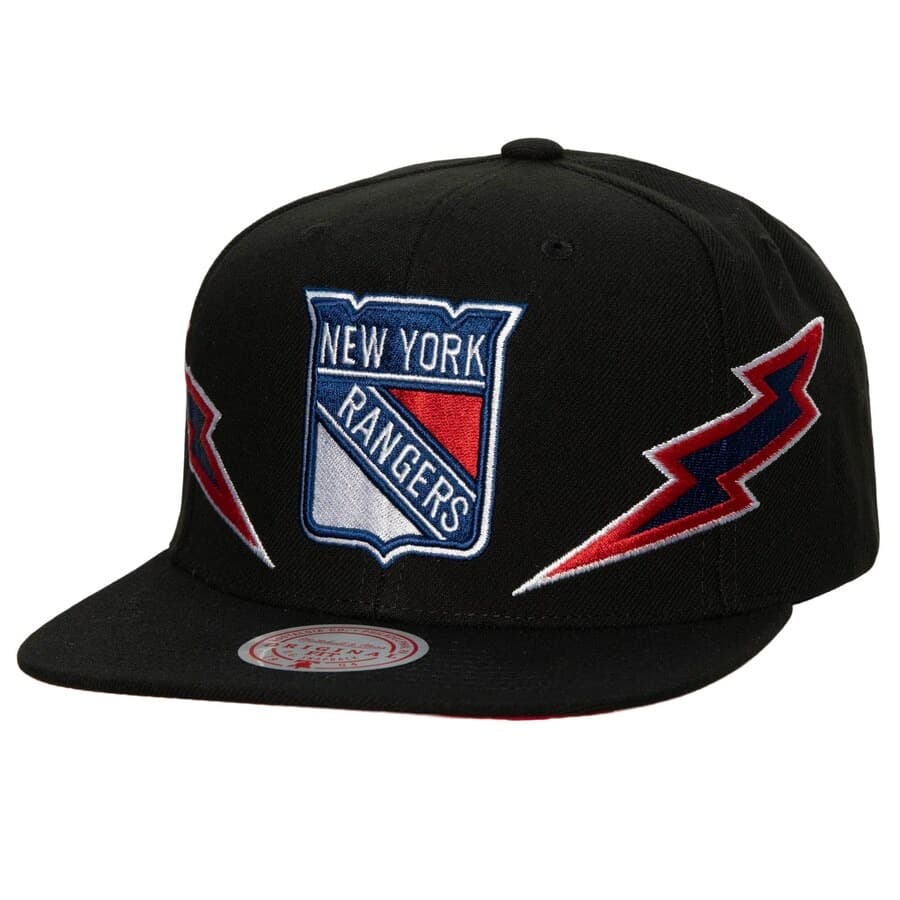 Бейсболка Mitchell & Ness Black New York Rangers Vintage Double Trouble Snapback Hat