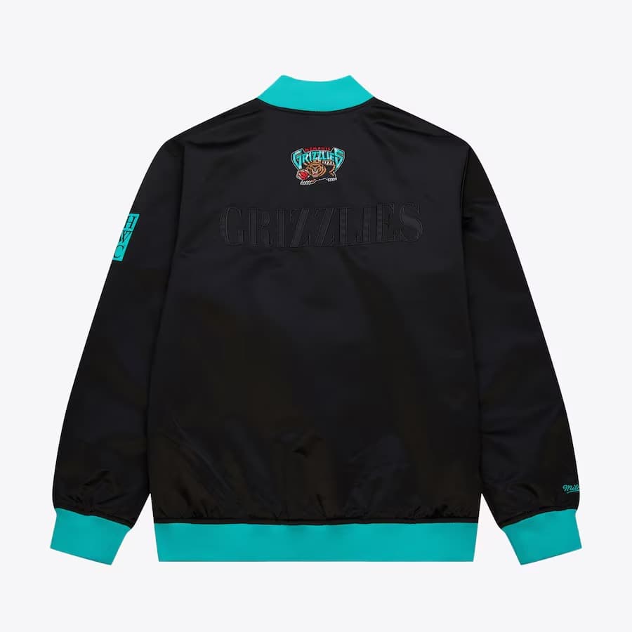 Бомбер Mitchell & Ness Black Memphis Grizzlies Team OG 3.0 Satin Full Snap Jacket