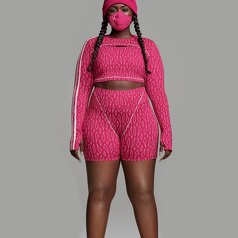 Короткие тайтсы adidas Ivy Park Monogram Short Tights (Plus Size) Bold Pink