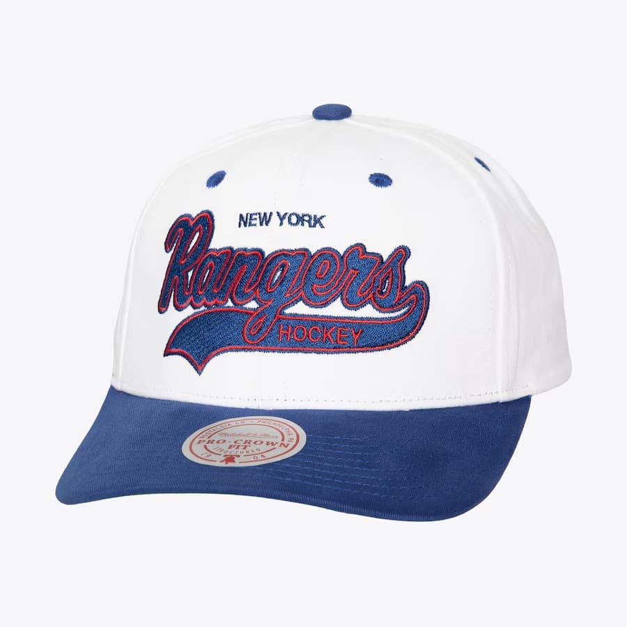 Бейсболка Mitchell & Ness White New York Rangers Tail Sweep Pro Vintage Snapback Hat
