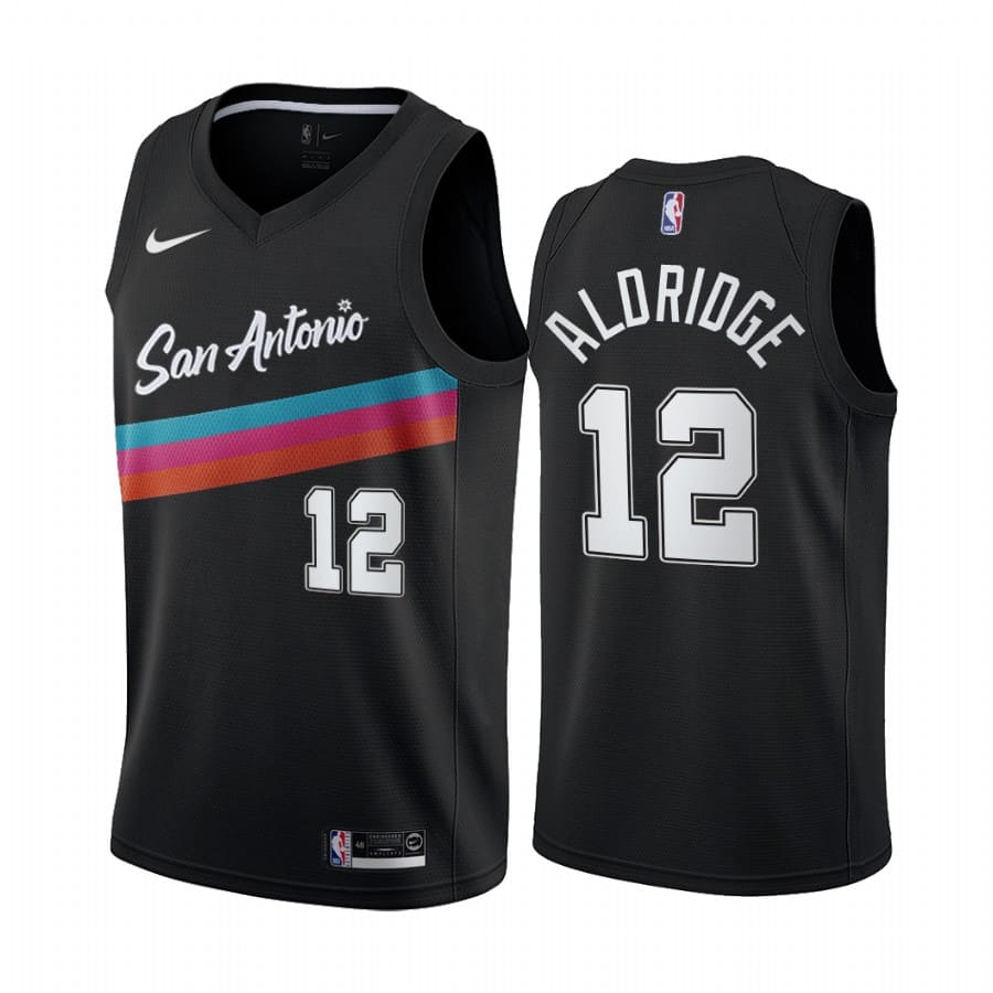 Баскетбольная джерси 2020-21 San Antonio Spurs #12 LaMarcus Aldridge City Edition Black Swingman Jersey