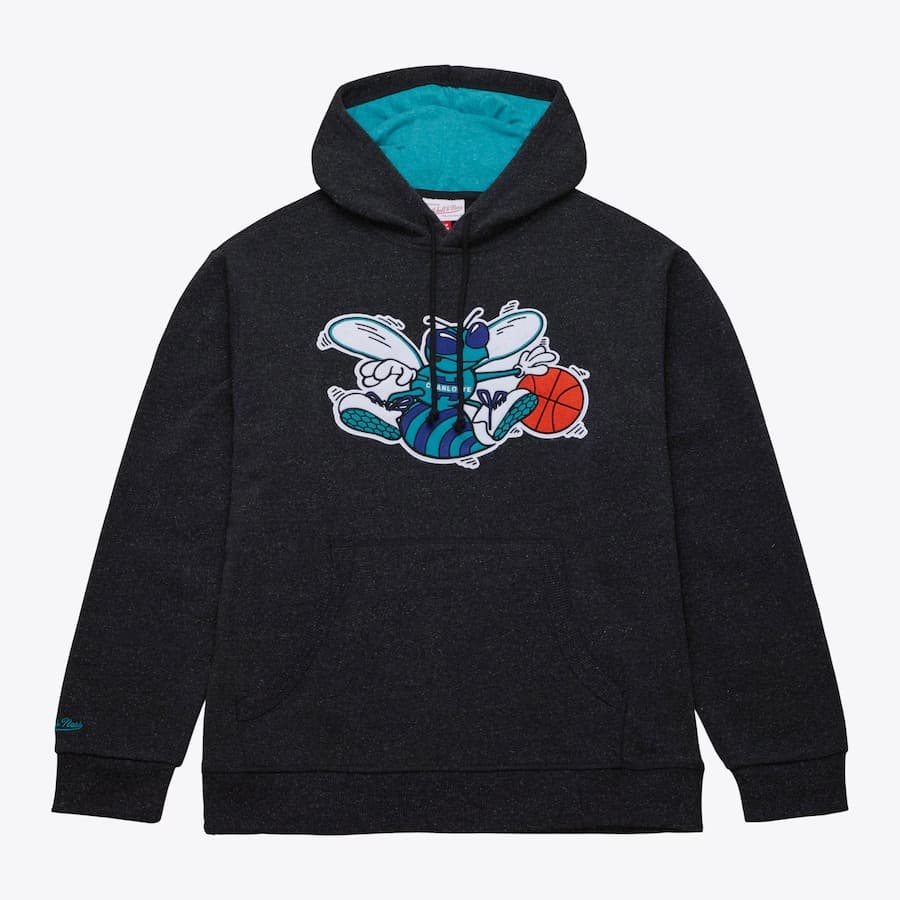 Худи Mitchell & Ness Black Charlotte Hornets Snow Washed Fleece Pullover Hoodie