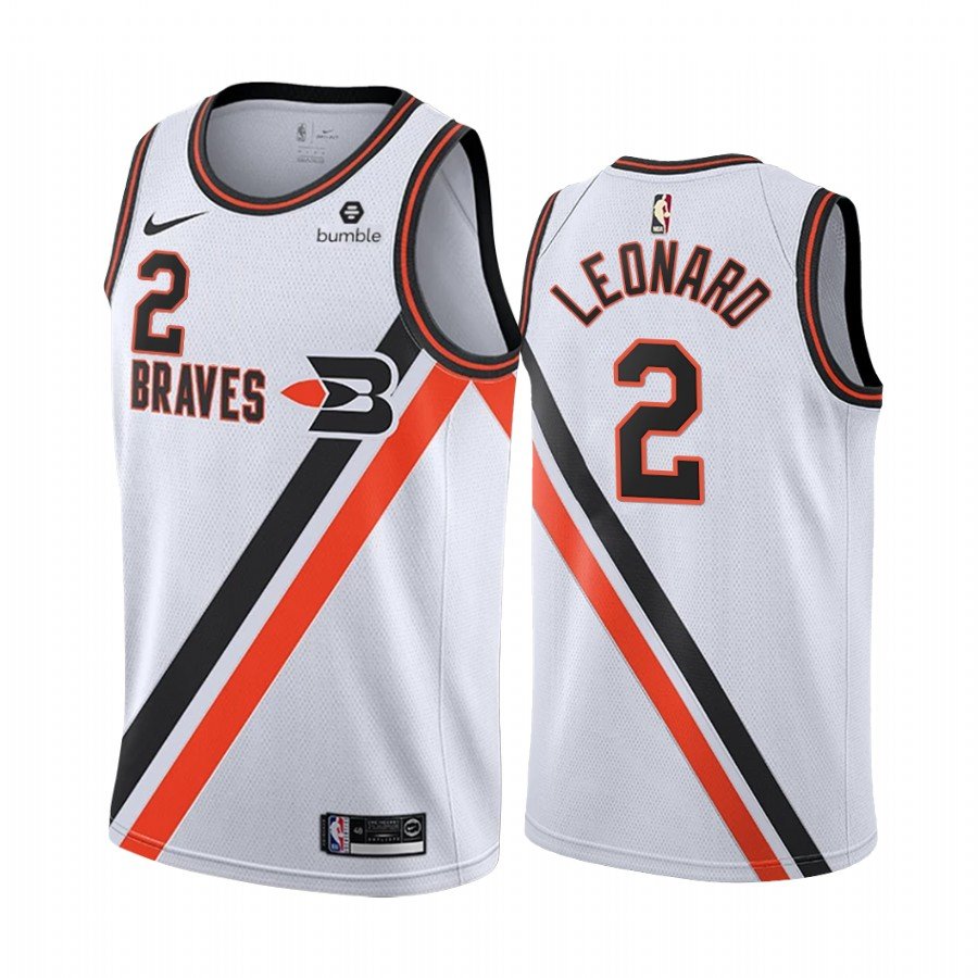 Баскетбольная джерси 2019-20 Clippers Kawhi Leonard #2 White Throwback Buffalo Braves