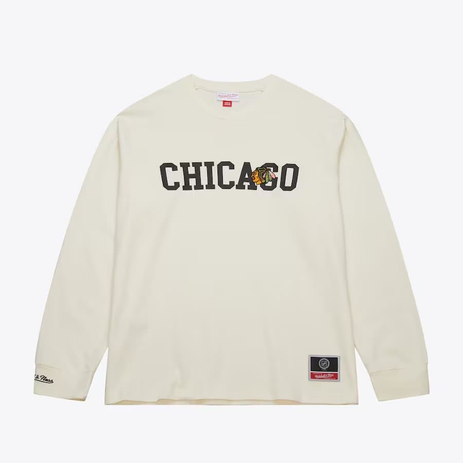 Mitchell-Ness-Cream-Chicago-Blackhawks-Sswagger-Thermal-Long-Sleeve-T-Shirt