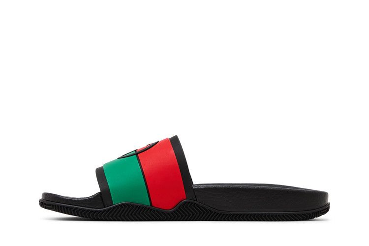 Кроссовки Gucci Wmns Slide 'Interlocking G - Black Red Green'