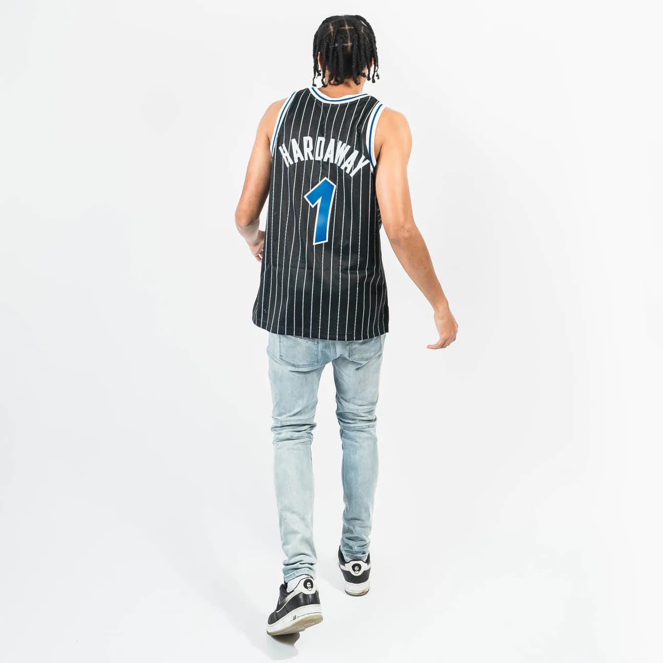 Баскетбольная джерси 1994-95 Orlando Magic Penny Hardaway #1 Swingman Hardwood Classics Black Pinstripes Jersey