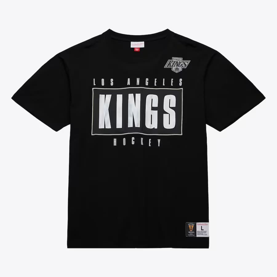 Футболка Mitchell & Ness Black Los Angeles Kings Team OG 2.0 Vintage Logo Premium T-Shirt