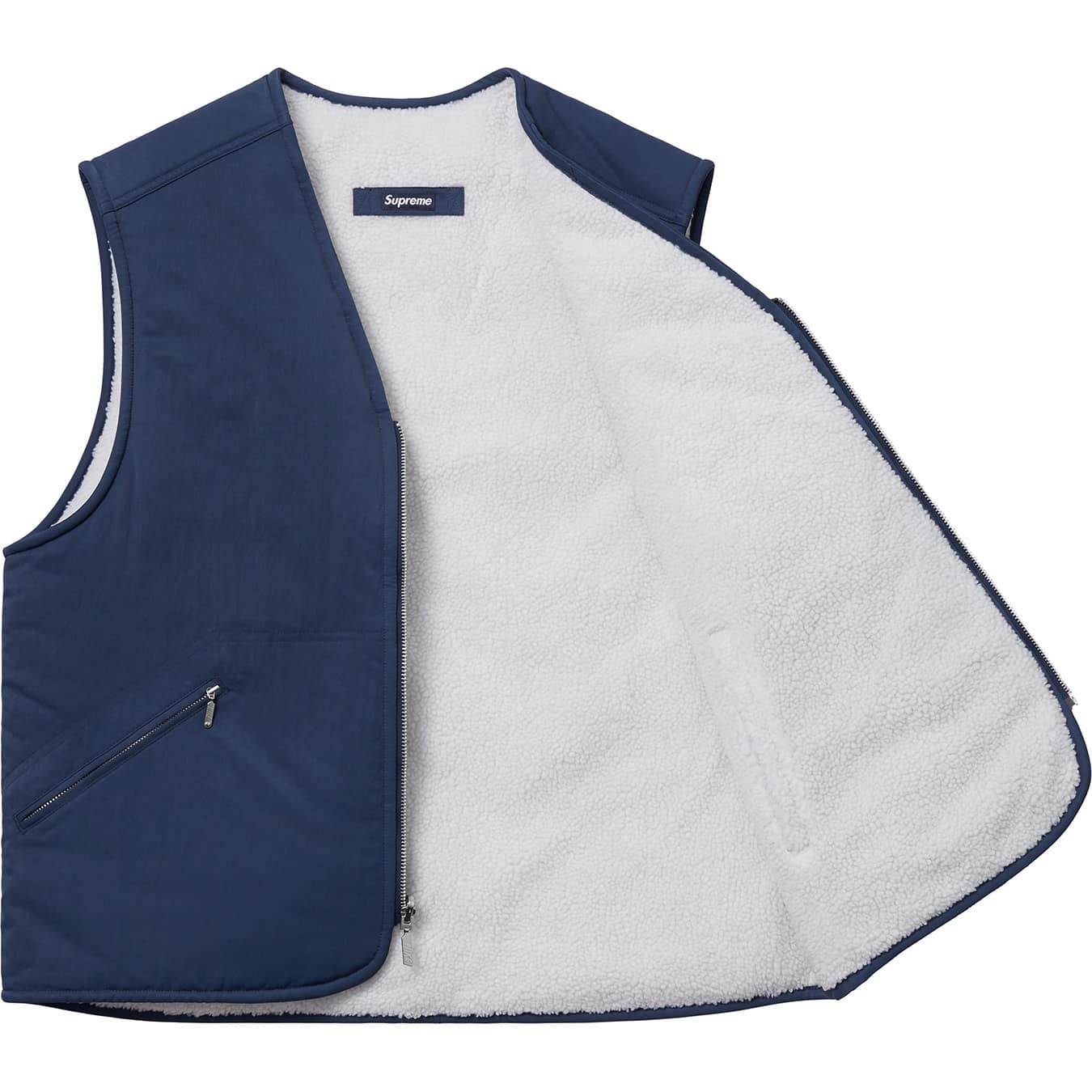 Двусторонний жилет Supreme x Nike Reversible Nylon Sherpa Vest Navy