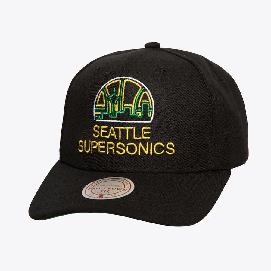 Mitchell-Ness-Black-Seattle-SuperSonics-Hardwood-Classics-Neon-Logo-Pro-Crown-Snapback-Hat