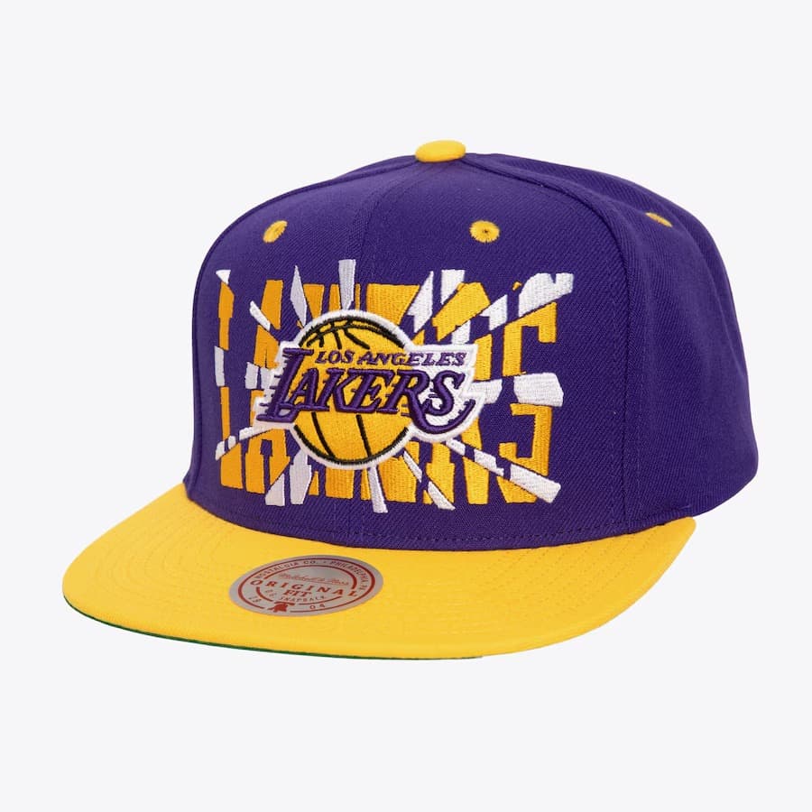 Бейсболка Mitchell & Ness Purple Los Angeles Lakers Shattered OG Snapback Hat