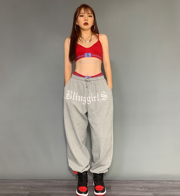 Спортивные брюки 2020 Blinggirls Hip-hop Style Sweatpants Grey/Black