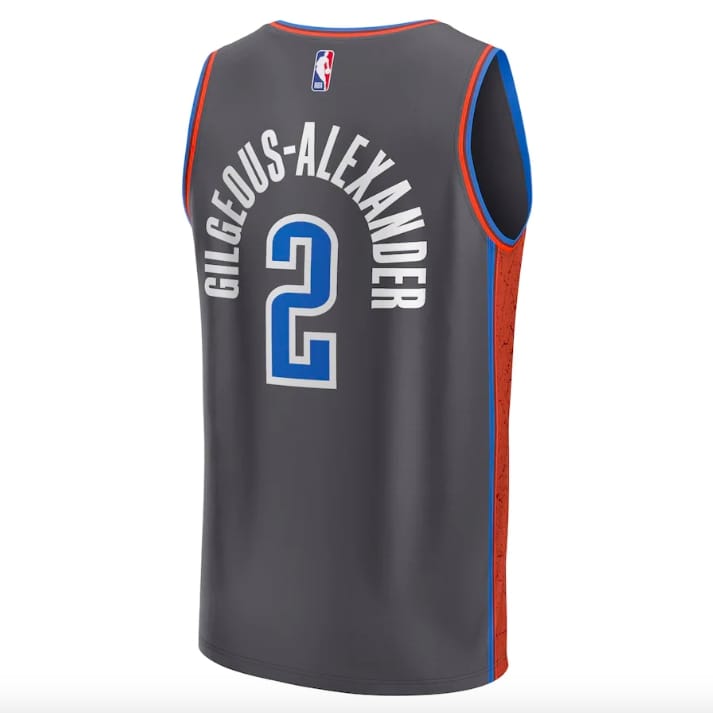 Баскетбольная джерси 2022-23 Oklahoma City Thunder #2 Shai Gilgeous-Alexander Fastbreak City Anthracite Jersey
