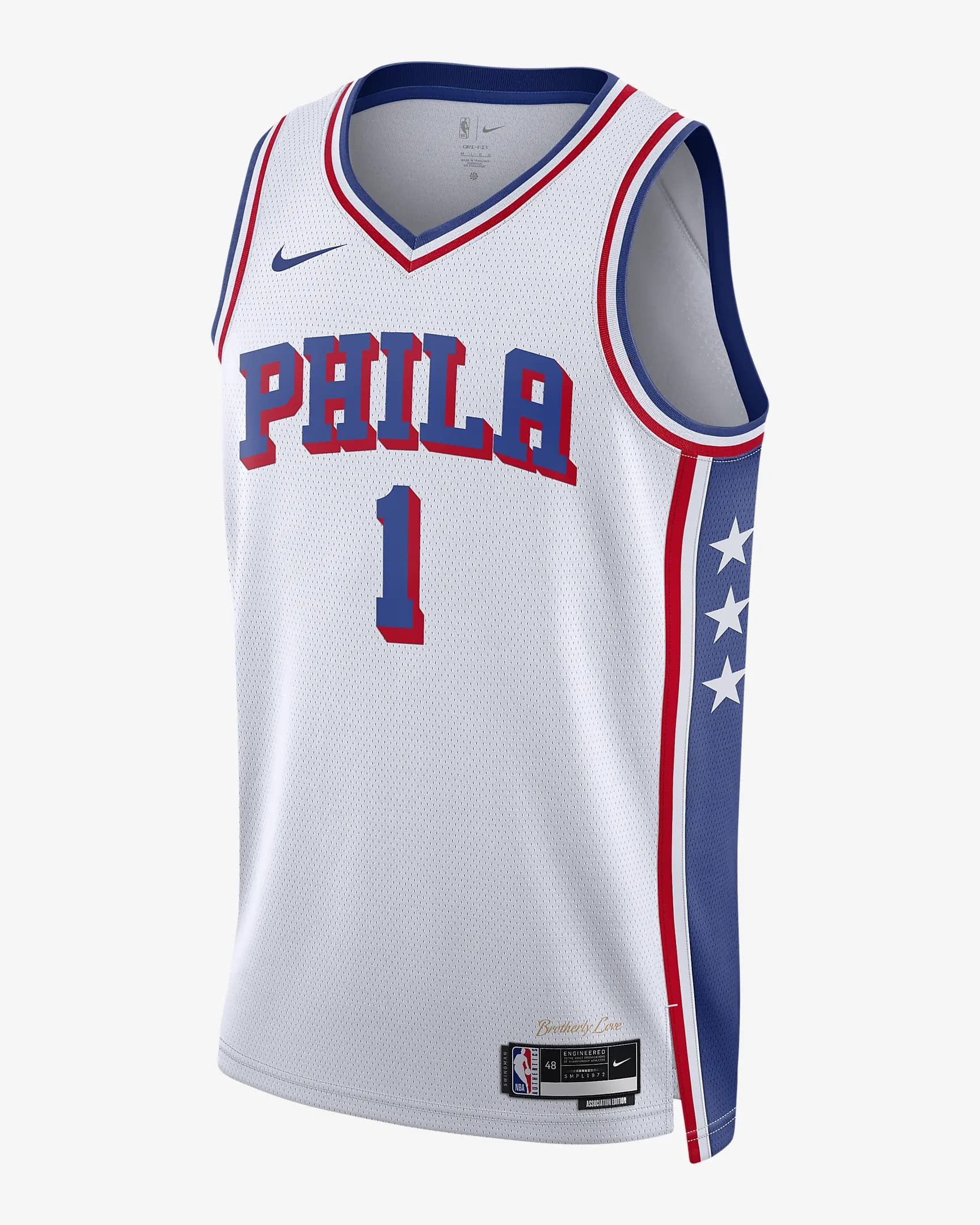 Баскетбольная джерси 2023-24 Philadelphia 76ers James Harden #1 Swingman Association Edition White Jersey