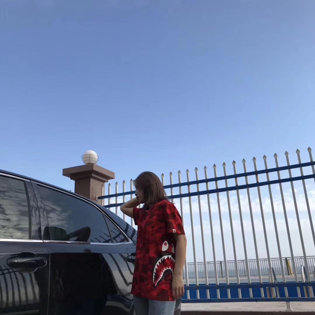 Футболка BAPE Color Camo Side Shark Tee Red