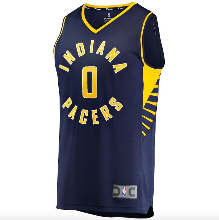 Баскетбольная джерси 2021-22 Indiana Pacers  #0 Tyrese Haliburton Fast Break City Blue Jersey