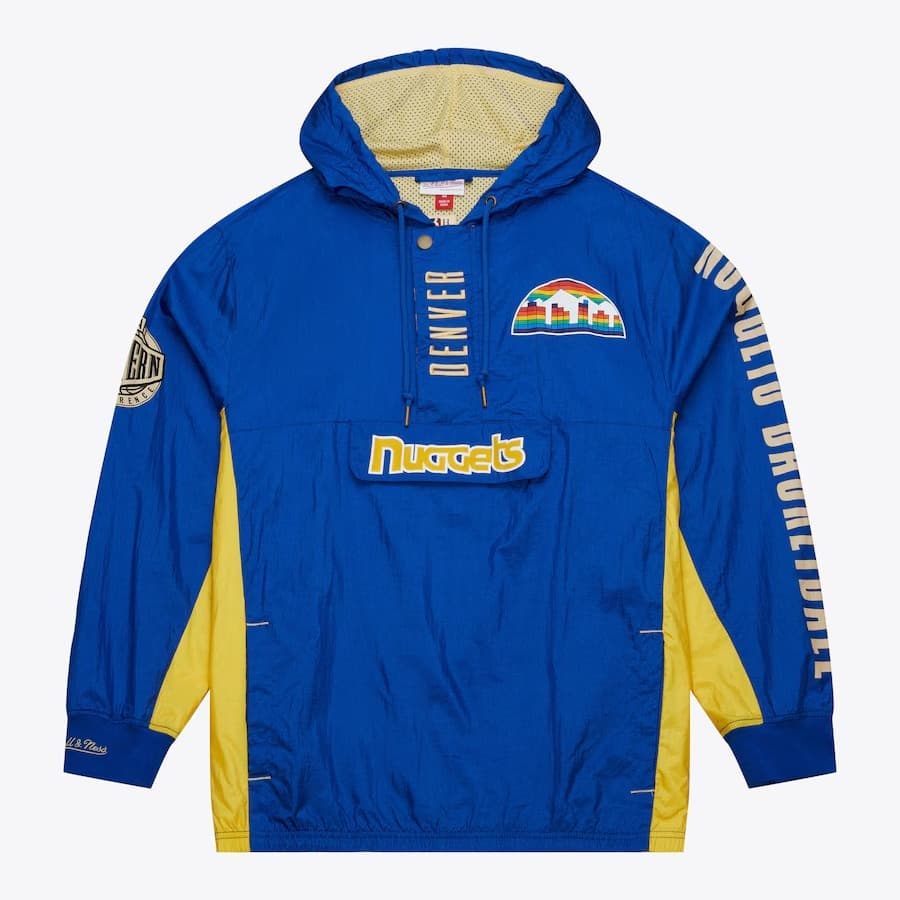 Анорак Mitchell & Ness Royal Denver Nuggets Team OG 2.0 Vintage Logo Anorak Quarter-Zip Hoodie Windbreaker Jacket