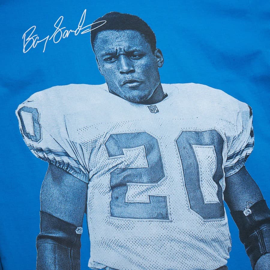 Футболка Mitchell & Ness Barry Sanders Blue Detroit Lions Ultimate Player T-Shirt