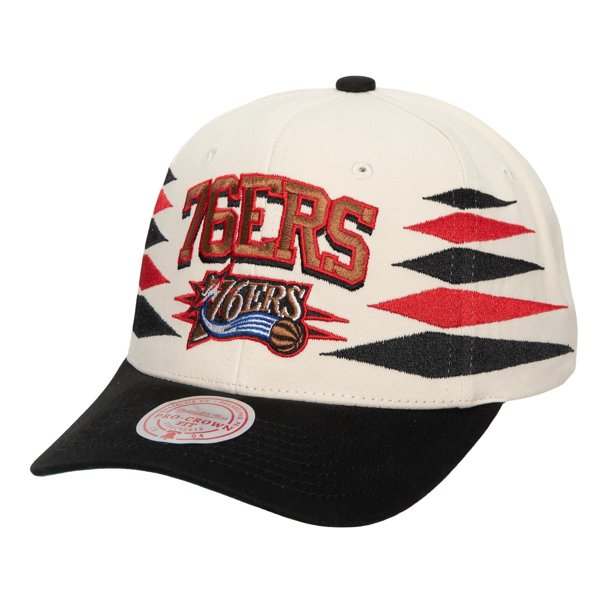 Бейсболка Mitchell & Ness Off White Diamond Pro Snapback HWC Philadelphia 76ers
