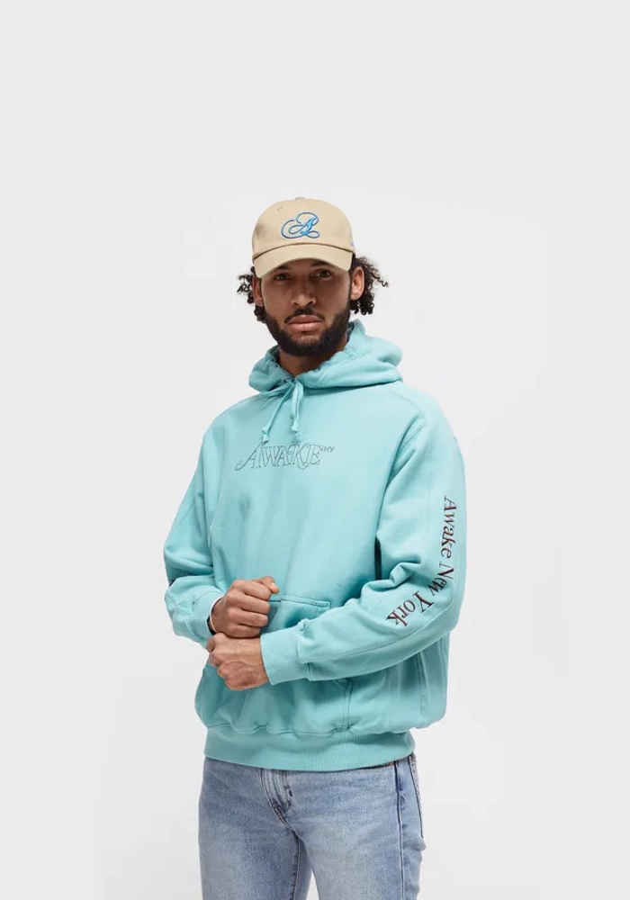 Худи Awake Classic Outline Logo Paneled Embroidered Hoodie Teal