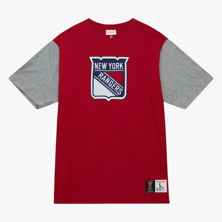Футболка Mitchell & Ness Red New York Rangers Color Blocked T-Shirt