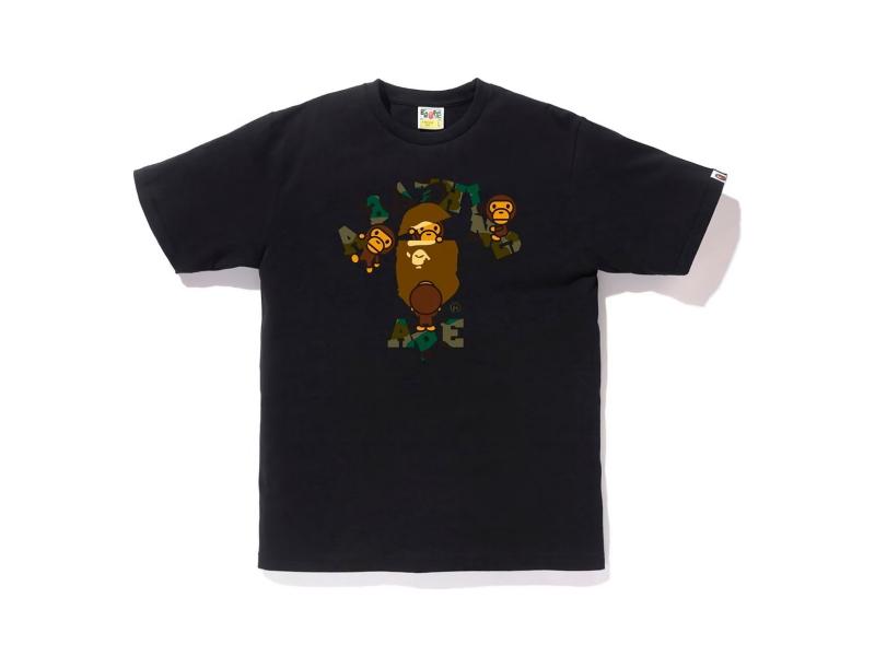 Футболка BAPE 1st Camo College Milo Tee Black/Green
