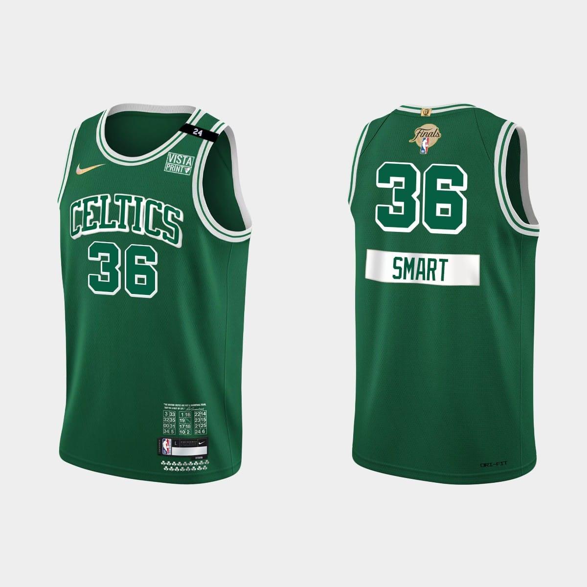 Баскетбольная джерси 2022 NBA Finals Boston Celtics #36 Marcus Smart City Green Jersey