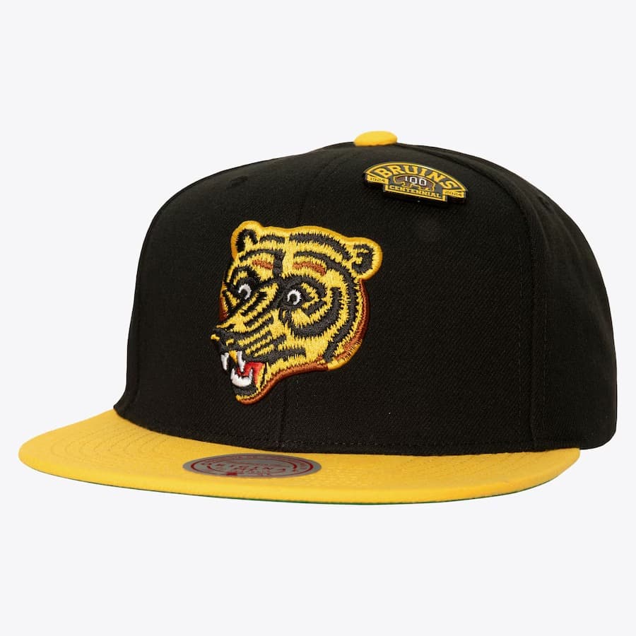 Бейсболка Mitchell & Ness Black Boston Bruins 75th Anniversary Snapback Hat