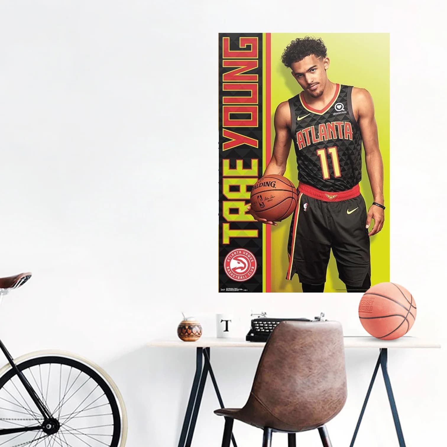 Настенный постер Trae Young Atlanta Hawks NBA Yellow Wall Poster
