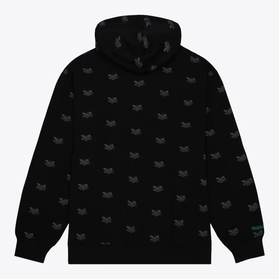 Худи Mitchell & Ness Black Charlotte Hornets Allover Print Fleece Pullover Hoodie
