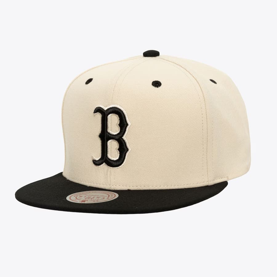 Mitchell-Ness-Cream-Black-Boston-Red-Sox-Logo-Snapback-Hat