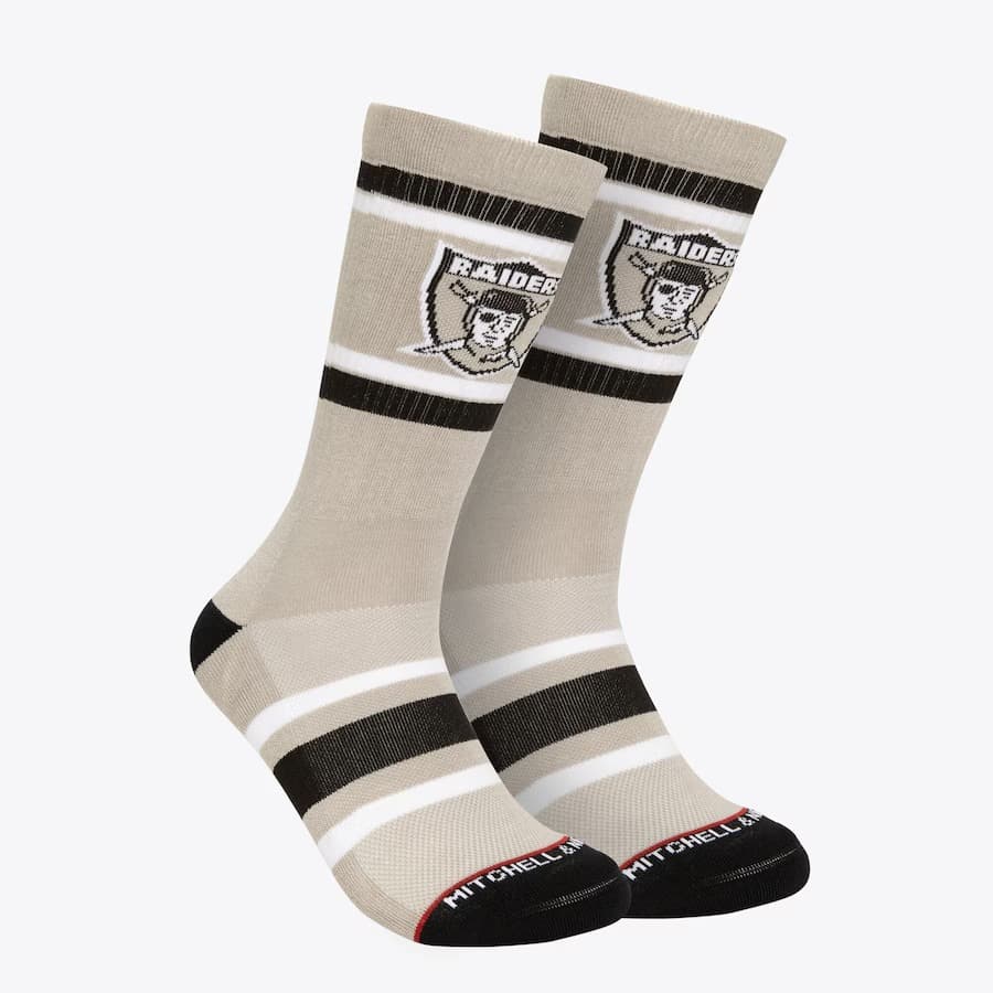 Спортивные носки Mitchell & Ness Gray Oakland Raiders Team Stripes Crew Socks