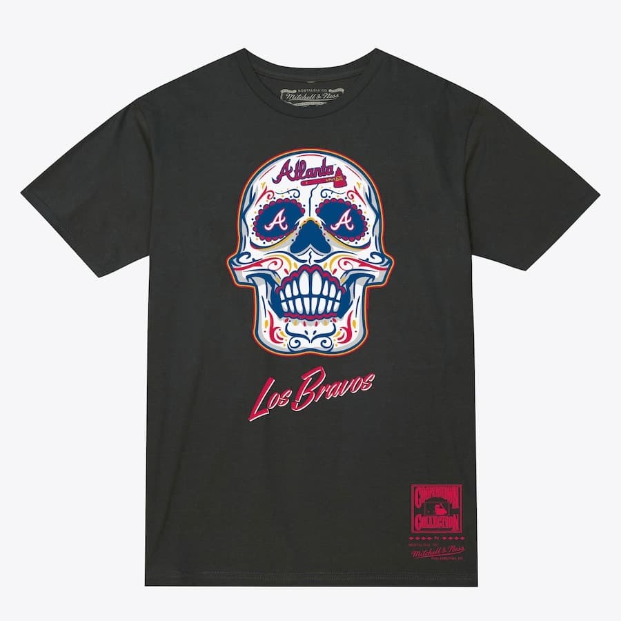 Футболка Mitchell & Ness Charcoal Atlanta Braves Sugar Skull T-Shirt